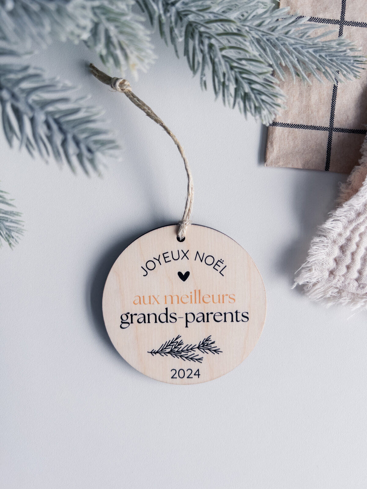 Ornement de Noël en bois (grands-parents)